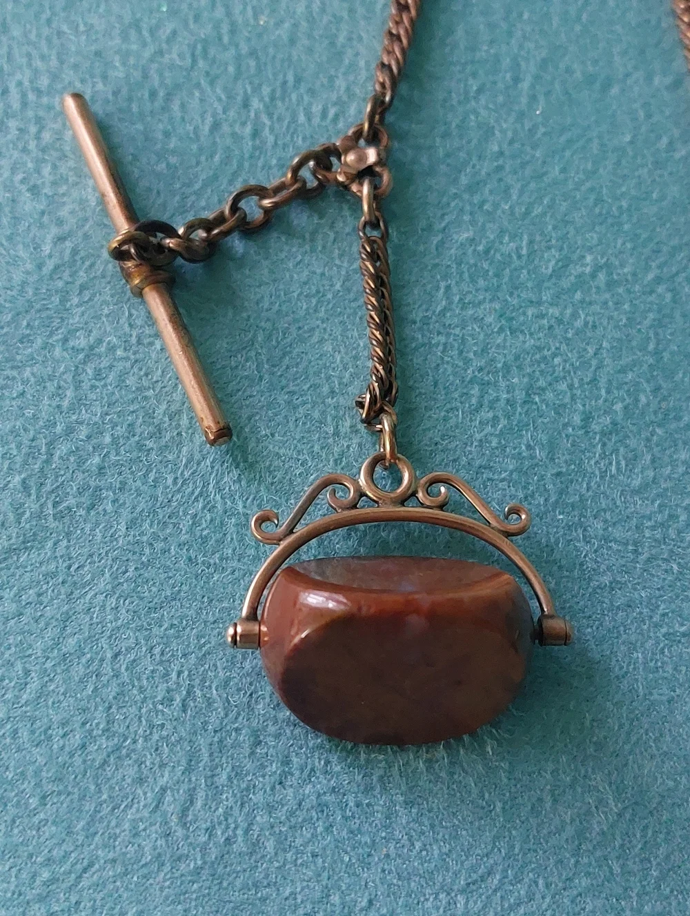 Victorian-era Albert Pocket Watch Chain And Fob with Gold Decorative Spinner